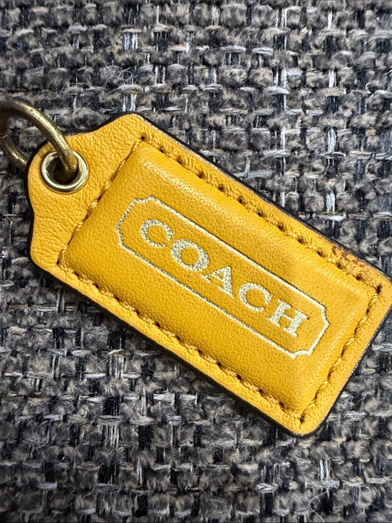 Coach Accessories - COACH Mustard Yellow Leather Logo Tag Keyring